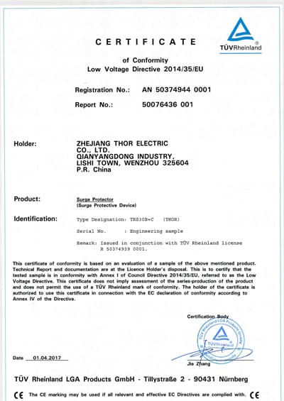 AC Surge Protective Device CE Certification