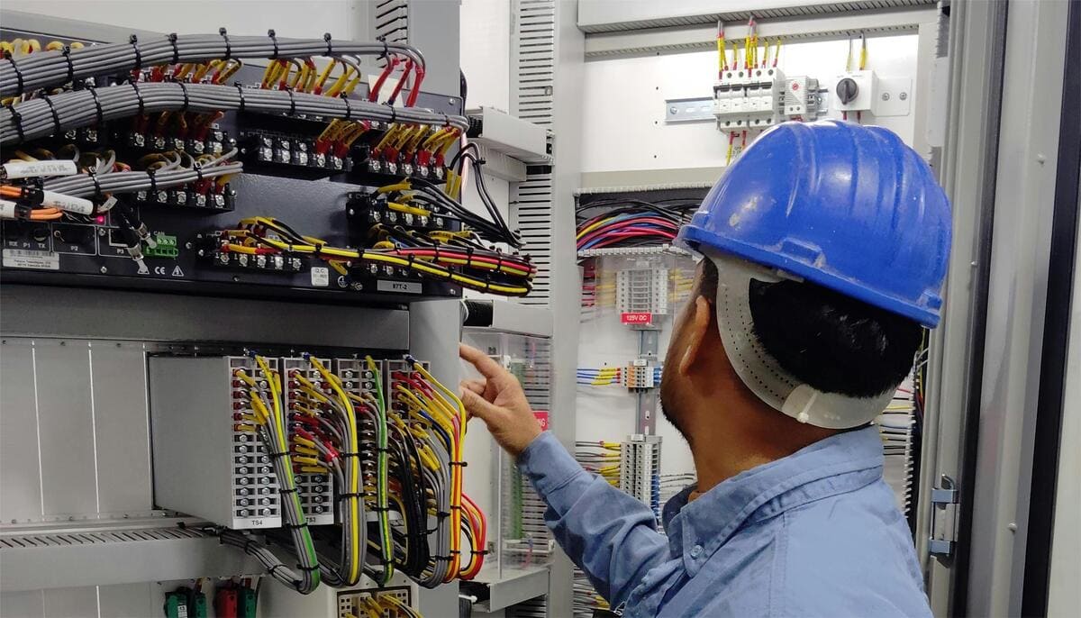 Complex industrial electrical circuit wiring