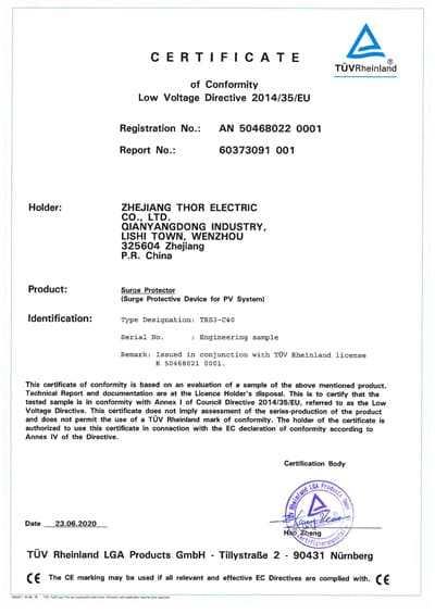 DC Surge Protective Device CE Certification
