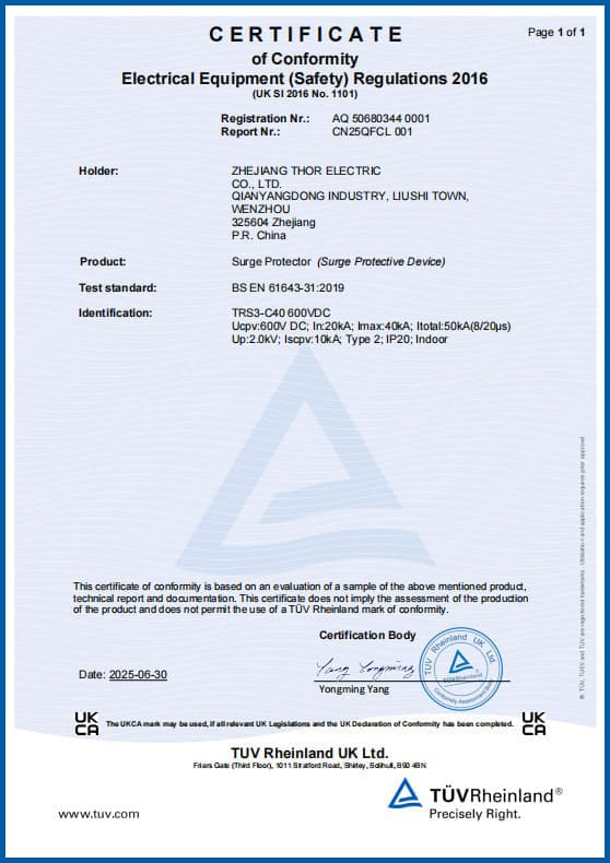 TUV Certifacate TRS3-C40