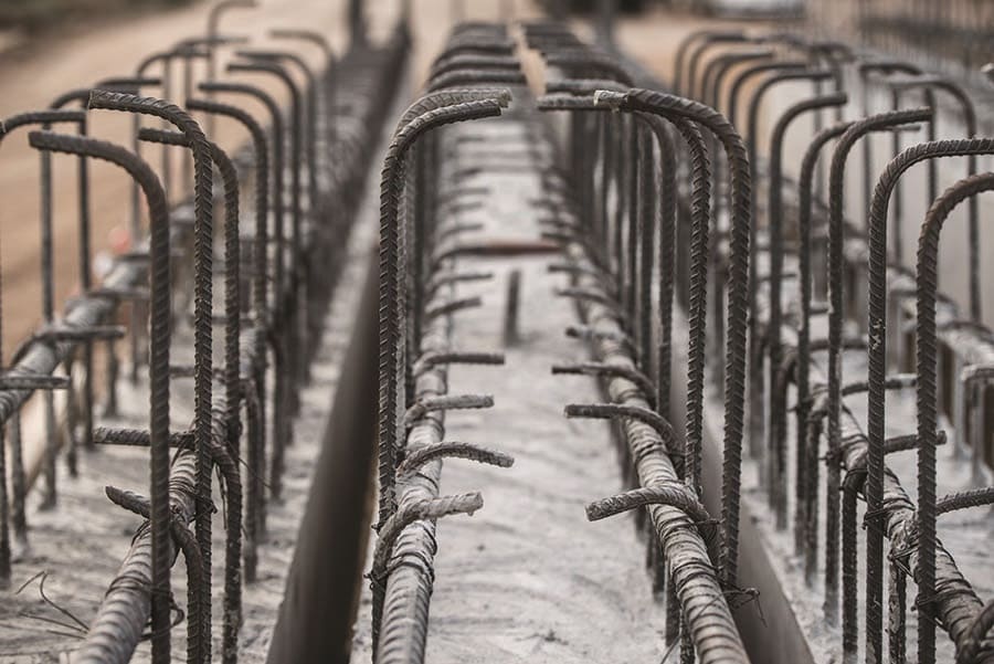 steel bars embedded in concrete