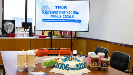 Thor Electric team celebrating 20 years of surge protection manufacturing