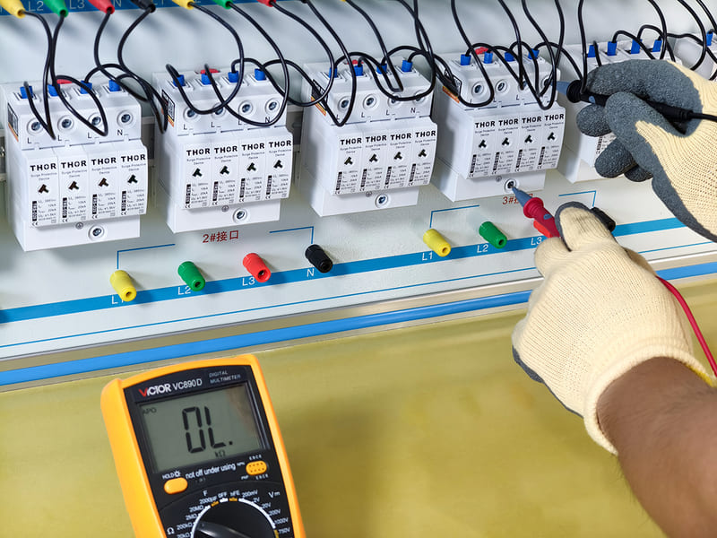 using multimeter to test surge protection devices