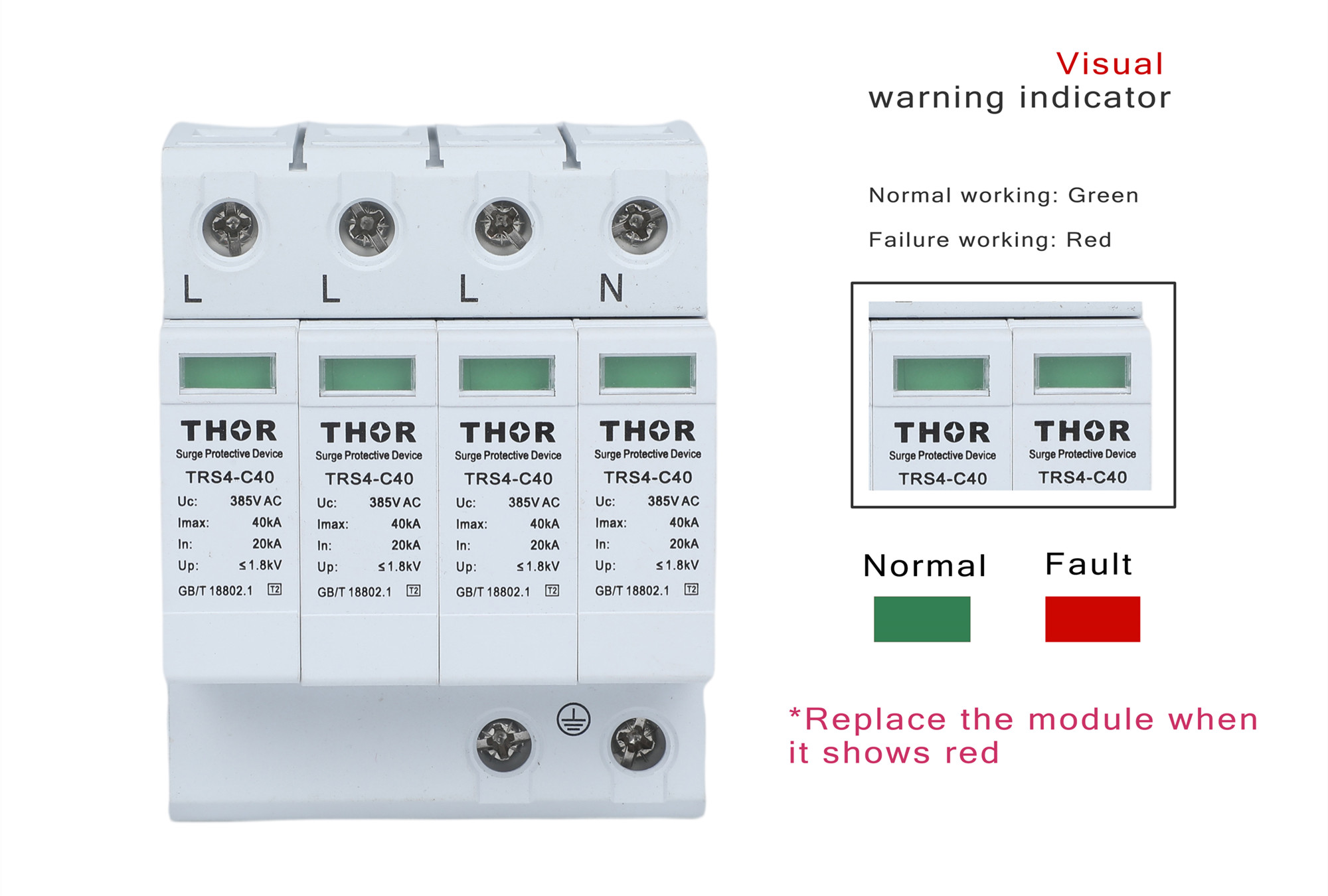 Surge protection device turns red